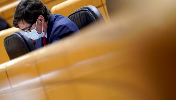 O ministro de Sanidade, Salvador Illa, durante unha sesión de control ao Goberno no Senado, en Madrid (España), a 22 de setembro de 2020.. Pool 