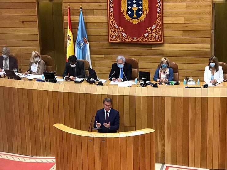 Alberto Núñez Feijóo, na sesión de investidura no Parlamento de Galicia.
