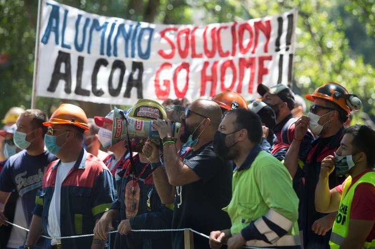 Imaxe de arquivo dunha protesta dos traballadores da planta de Alcoa en San Cibrao, en Xove (Lugo). Carlos Castro - Europa Press - Arquivo 