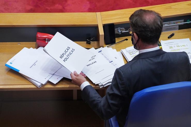 O presidente da Xunta de Galicia, Alberto Núñez Feijóo, durante o debate do Estado da Autonomía de Galicia, no Parlamento galego, a 13 de outubro de 2021, en Santiago de Compostela. Álvaro Ballesteros - Europa Press