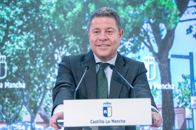 O presidente de Castela-A Mancha, Emiliano García-Page, desde Marchamalo. XUNTA C-LM / DAVID ESTEBAN / Europa Press