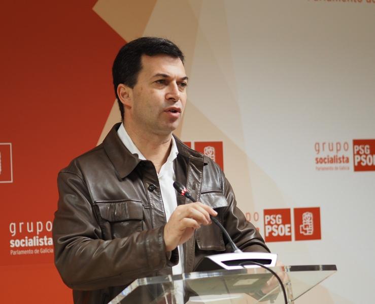 O secretario xeral do PSdeG, Gonzalo Caballero, en rolda de prensa.. PSDEG / Europa Press