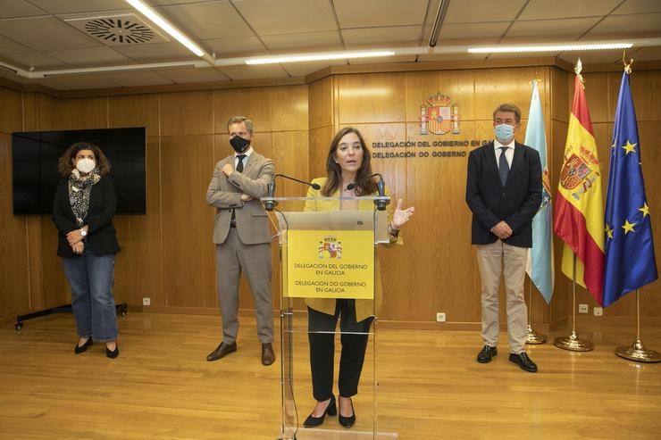 A alcaldesa da Coruña, Inés Rei, ofrece declaracións  tras unha reunión na Delegación do Goberno en Galicia. ANDY PEREZ / Europa Press
