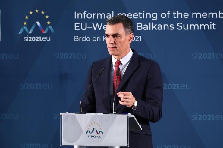 O presidente do Goberno, Pedro Sánchez, durante o cume UE-Balcáns en Eslovenia / POOL MONCLOA - FERNANDO CALVO - Europa Press.
