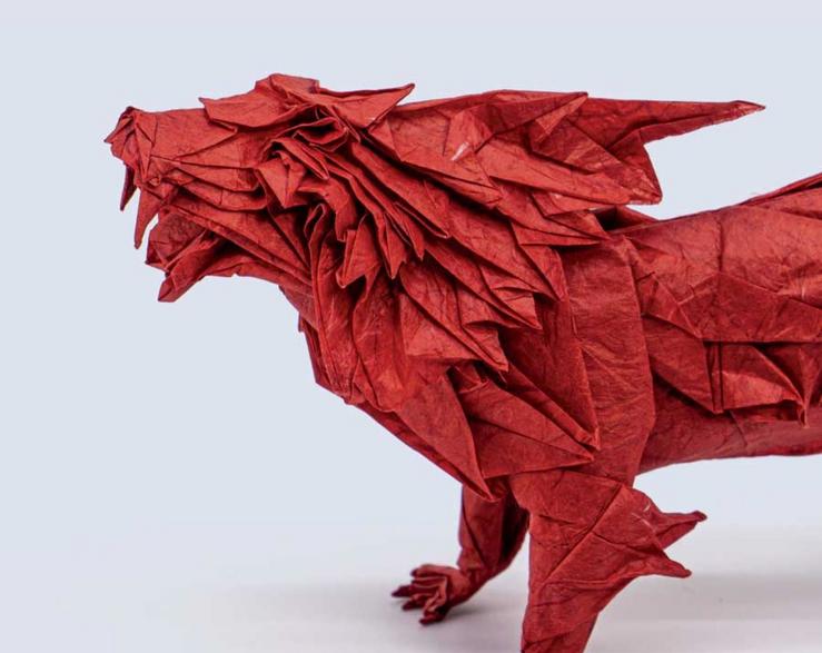 Obra de arte que aparece no cartel da exposición 'Origami, de papel a obra de arte' do Museo de Pontevedra 