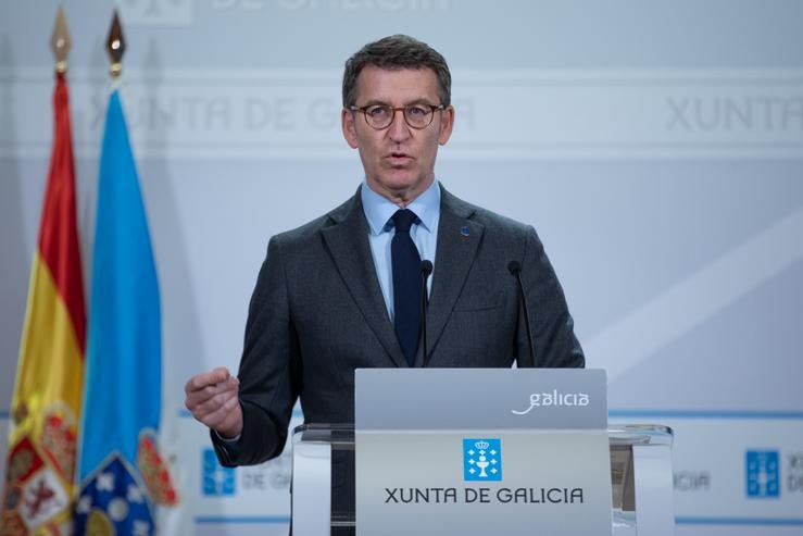 O presdiente da Xunta, Alberto Núñez Feijóo, na rolda de prensa tras o Consello do 10 de decembro.. XUNTA / Europa Press