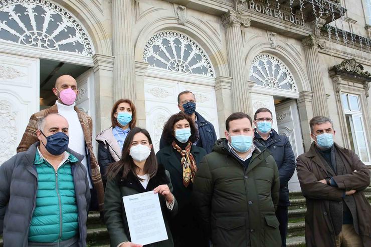 Deputados do PP de Pontevedra rexistran a petición de convocatoria dun pleno extraordinario para pedir a dimisión de Carmela Silva. PP / Europa Press