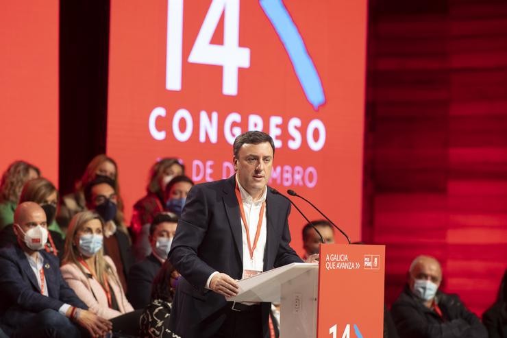 O secretario xeral do PSdeG, Valentín González Formoso, intervén na primeira xornada do 14º Congreso do PSdeG, no Palacio de Congresos e Exposicións de Galicia, a 7 de decembro de 2021, en Santiago de Compostela / César Arxina - Europa Press. / Europa Press