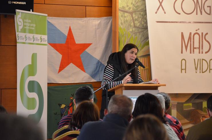 A secretaria xeral do Sindicato Labrego Galego (SLG), Isabel Vilalba Seivane, no X Congreso da organización. SLG / Europa Press
