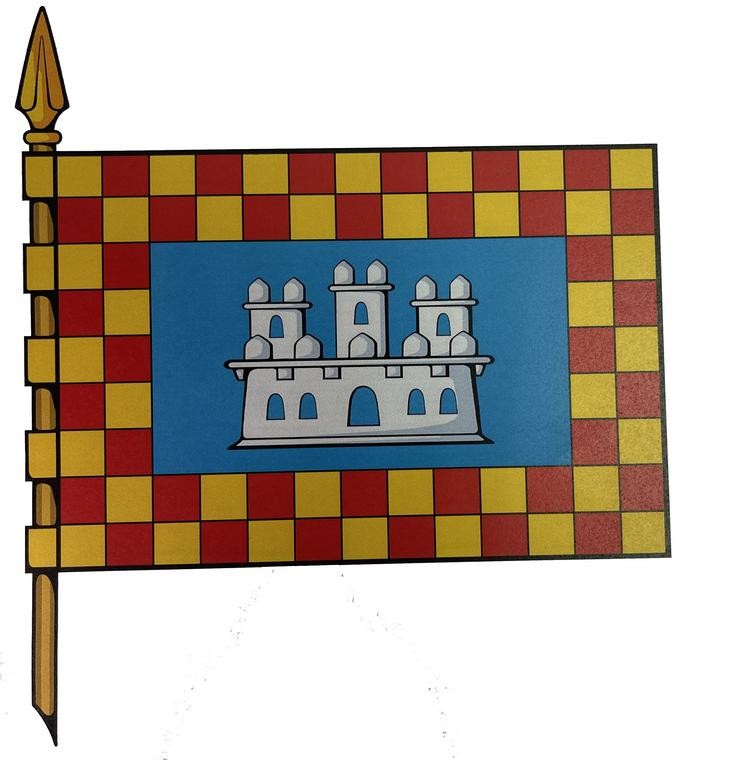 Nova bandeira do concello de Soutomaior, caracterizada por un castelo / remitida