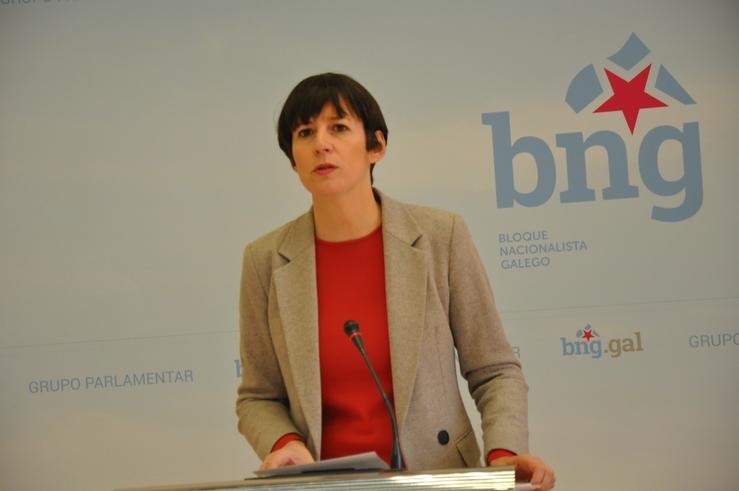 A portavoz nacional do BNG, Ana Pontón, nunha rolda de prensa. BNG 