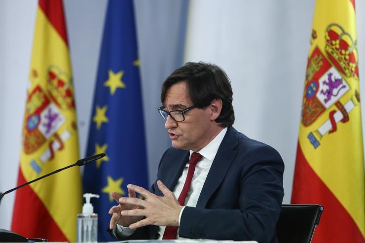 O ministro de Sanidade, Salvador Illa, comparece en rolda de prensa, tras a reunión do Consello Interterritorial do Sistema Nacional de Saúde, en Moncloa, Madrid (España), a 13 de xaneiro de 2021.. EUROPA PRESS/R.Rubio.POOL - Europa Press