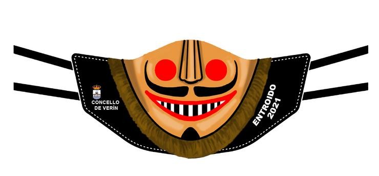 Máscara co deseño dun cigarrón / Concello de Verín