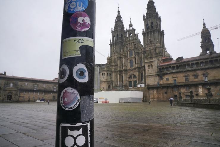 A praza do Obradoiro baleira o mesmo día de entrada en vigor de novas restricións debido á crise sanitaria da covid-19.. Álvaro Ballesteros - Europa Press 