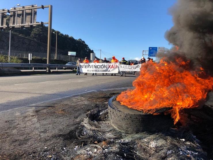 Traballadores de Alu Ibérica secundan unha protesta no marco da folga indefinida / Comité de empresa. / Europa Press