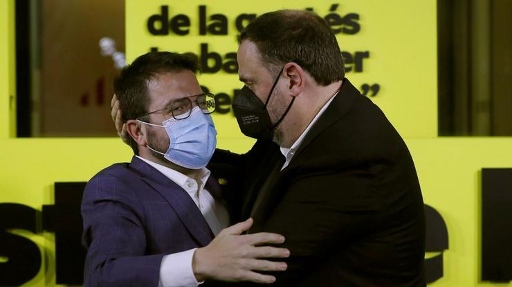 Pere Aragonés e Oriol Junqueras / EFE.