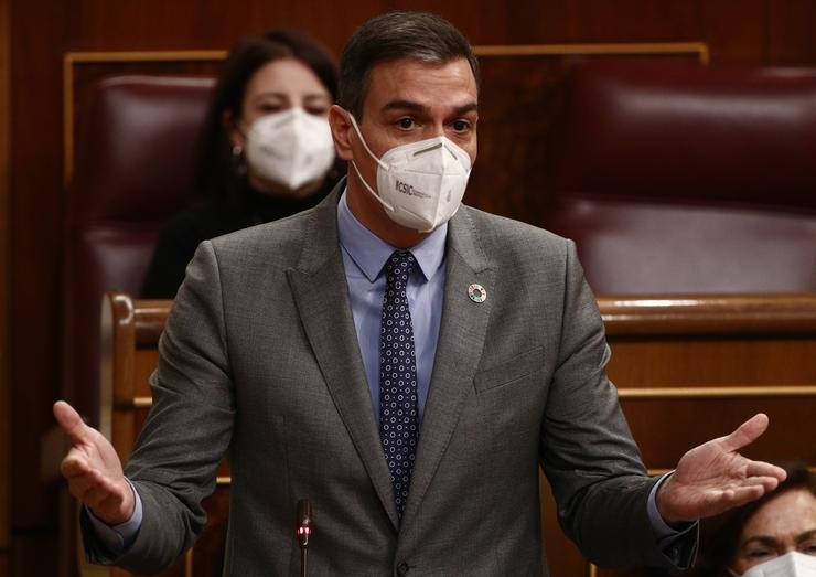 O presidente do Goberno, Pedro Sánchez, no Congreso dos Deputados o 17 de febreiro de 2021. EUROPA PRESS/E. Parra. POOL - Europa Press