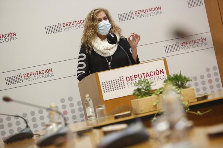 A presidenta da Deputación de Pontevedra, Carmela Silva, en rolda de prensa.. DEPUTACIÓN DE PONTEVEDRA 