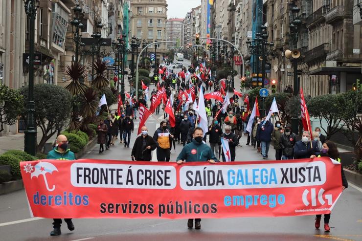 Manifestación da CIG en Vigo para demandar unha "saída xusta" á crise do covid-19. CIG / Europa Press