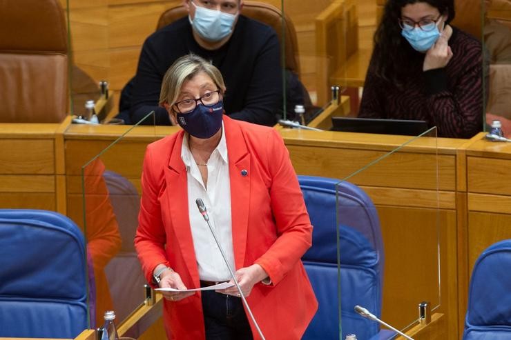 A conselleira do Mar, Rosa Quintana, durante a súa comparecencia no Parlamento de Galicia. XUNTA 