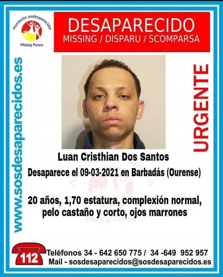 Mozo desaparecido en Barbadás. ASOCIACIÓN DESAPARECIDOS / Europa Press