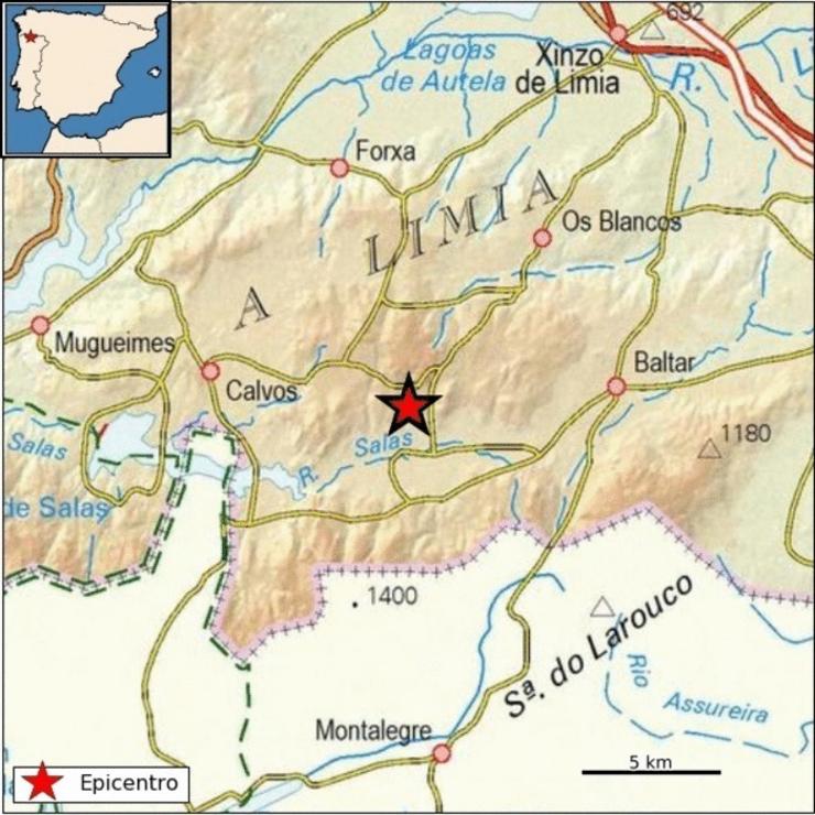 Sismo de 3,1 de magnitude con epicentro no concello ourensán de Calvos de Randín / INSTITUTO SISMOGRÁFICO NACIONAL.
