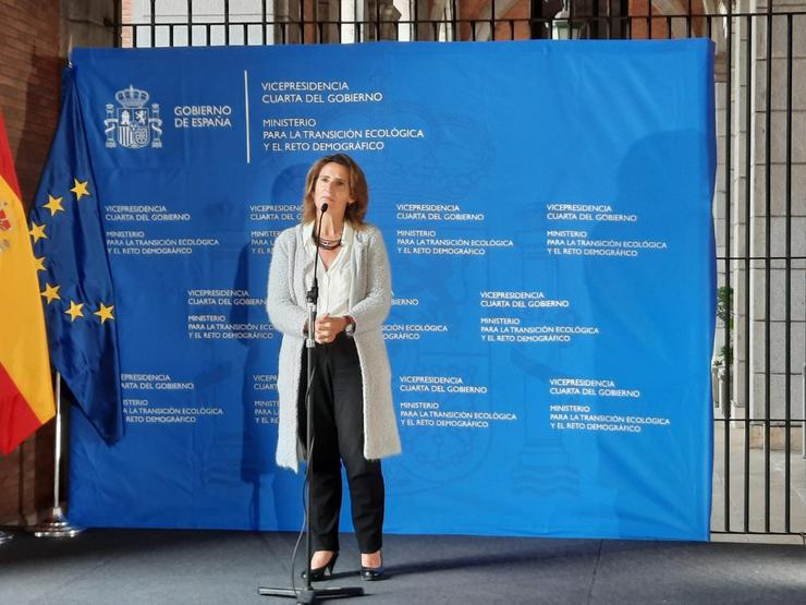 A vicepresidenta cuarta e ministra para a Transición Ecolóxica e o Reto Demográfico, Teresa Ribeira, na presentación do Plan Moves III. 