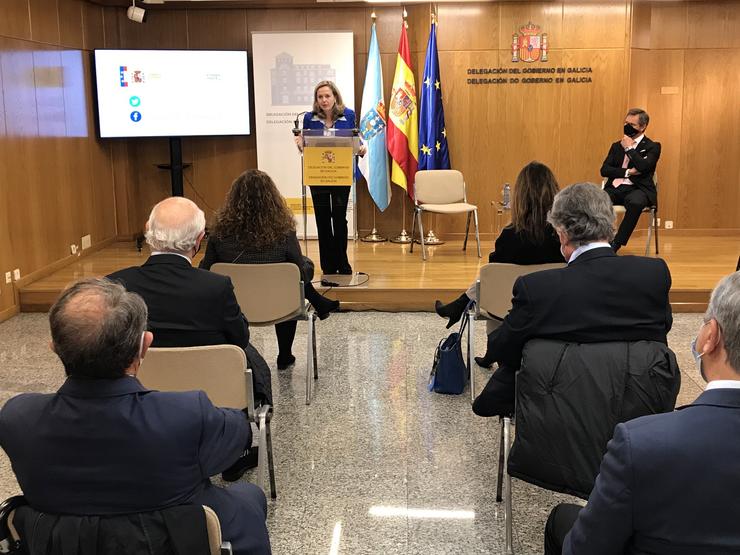 A vicepresidenta segunda e ministra de Asuntos Económicos, Nadia Calviño, reúnese con axentes sociais e económicos de Galicia. DELEGACIÓN DO GOBERNO EN GALICIA / Europa Press
