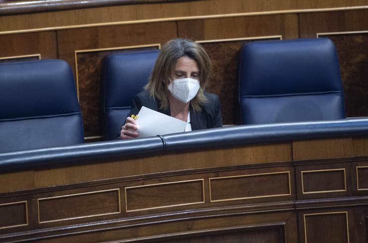 A vicepresidenta cuarta e ministra para a Transición Ecolóxica e o Reto Demográfico, Teresa Ribeira, nunha sesión plenaria no Congreso dos Deputados, a 20 de maio de 2021, en Madrid, (España). Durante esta sesión se debate, entre outras cuestións. EUROPA PRESS/A.Ortega.POOL - Europa Press / Europa Press