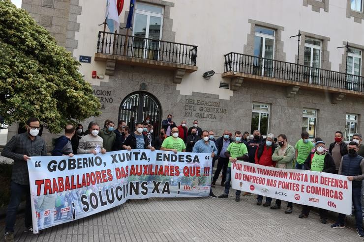 Protesta de traballadores das Pontes en demanda dun convenio de 'transición xusta'. CIG