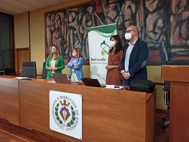 Rolda de prensa da Rede Localis con (de esquerda a dereita) María Cadaval, Eva Mota, Concepción Campos e Alberto Vaqueiro, / Europa Press