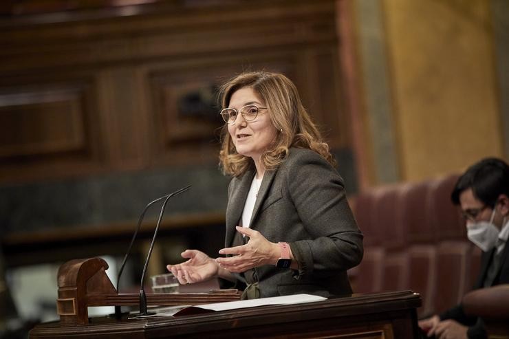 Arquivo - A deputada socialista Pilar Cancela intervén durante unha sesión plenaria no Congreso dos Deputados, en Madrid, (España), a 23 de febreiro de 2021. O Pleno debate hoxe, unhas horas despois de que o Rei acuda á Cámara a celebrar o 40 a. EUROPA PRESS/J. Hellín. POOL - Europa Press / Europa Press