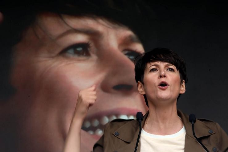 A portavoz nacional do BNG, Ana Pontón, durante a manifestación que convocou o partido con motivo do Día da Patria Galega, o 25 de xullo de 2021, en Santiago de Compostela 