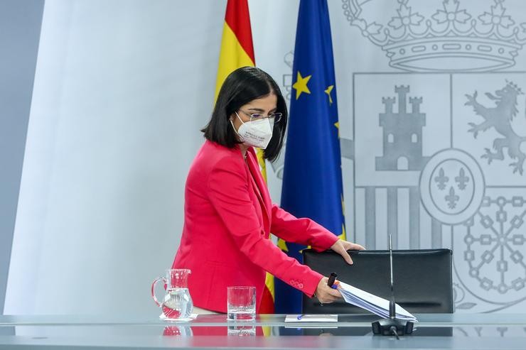 A ministra de Sanidade, Carolina Darias, disponse a comparecer na rolda de prensa posterior ao Consello Interterritorial do Sistema Nacional de Saúde, a 4 de agosto de 2021, na Moncloa, Madrid, (España).. EUROPA PRESS/R.Rubio.POOL - Europa Press