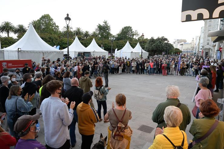 Concentración en repulsa ao crime machista rexistrado na Coruña este xoves, a 18 de setembro de 2021, na Coruña. M. Dylan - Europa Press / Europa Press