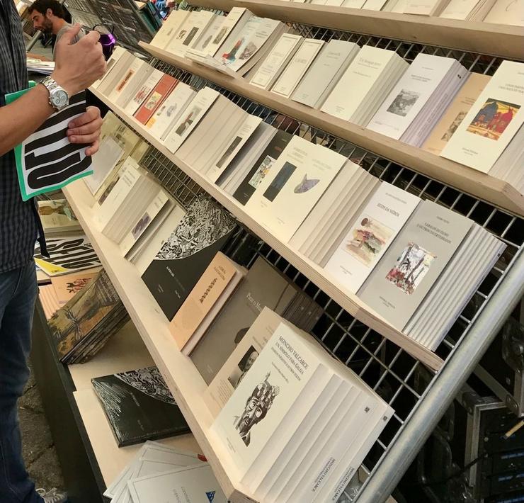 Un asistente á primeira edición da Selic, Semana do Libro de Compostela, na Praza dá Quintana / Europa Press