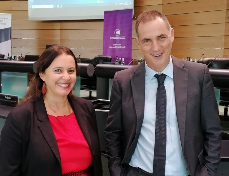 A portavoz do BNG en Europa, Ana Miranda, e o presidente corso, Gilles Simeoni 