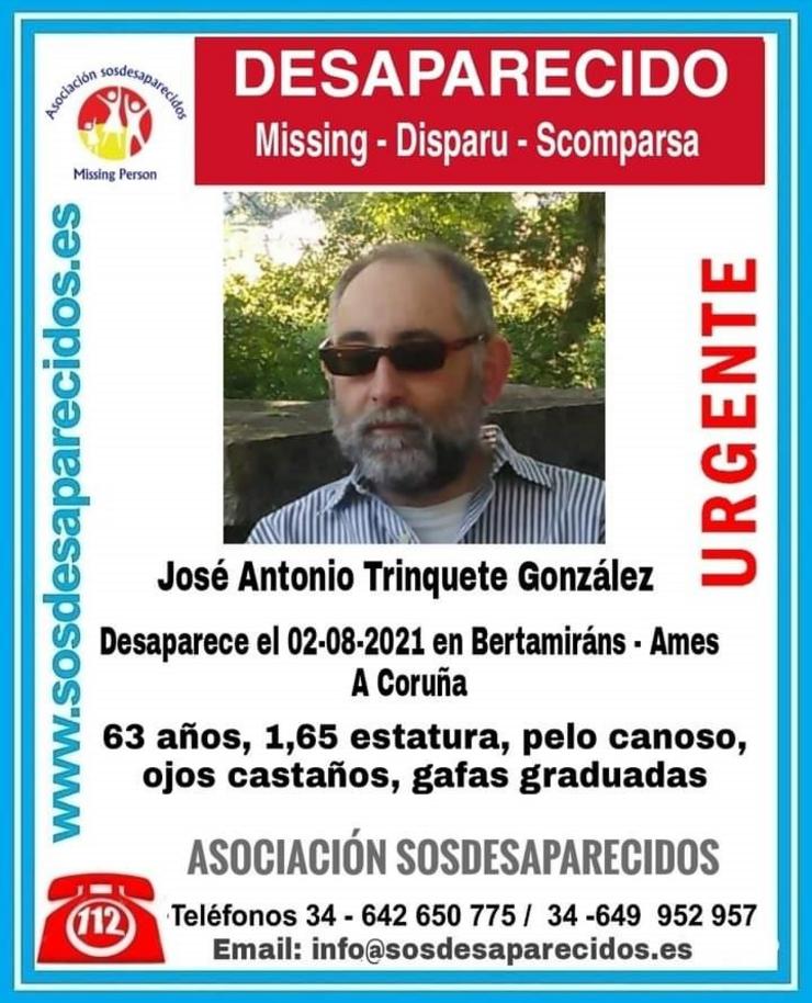 Desaparecido en Bertamirán. SOS DESAPARECIDOS / Europa Press