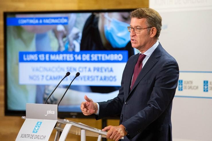 O titular do Goberno galego, Alberto Núñez Feijóo, comparece para dar conta das medidas acordadas polo comité clínico.. XOÁN CRESPO / Europa Press