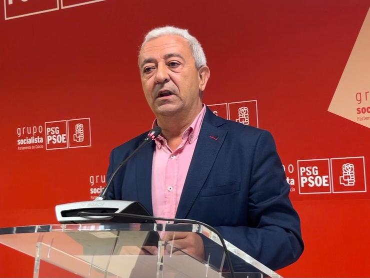 O portavoz parlamentario do PSdeG, Luís Álvarez, en rolda de prensa.. PSDEG / Europa Press