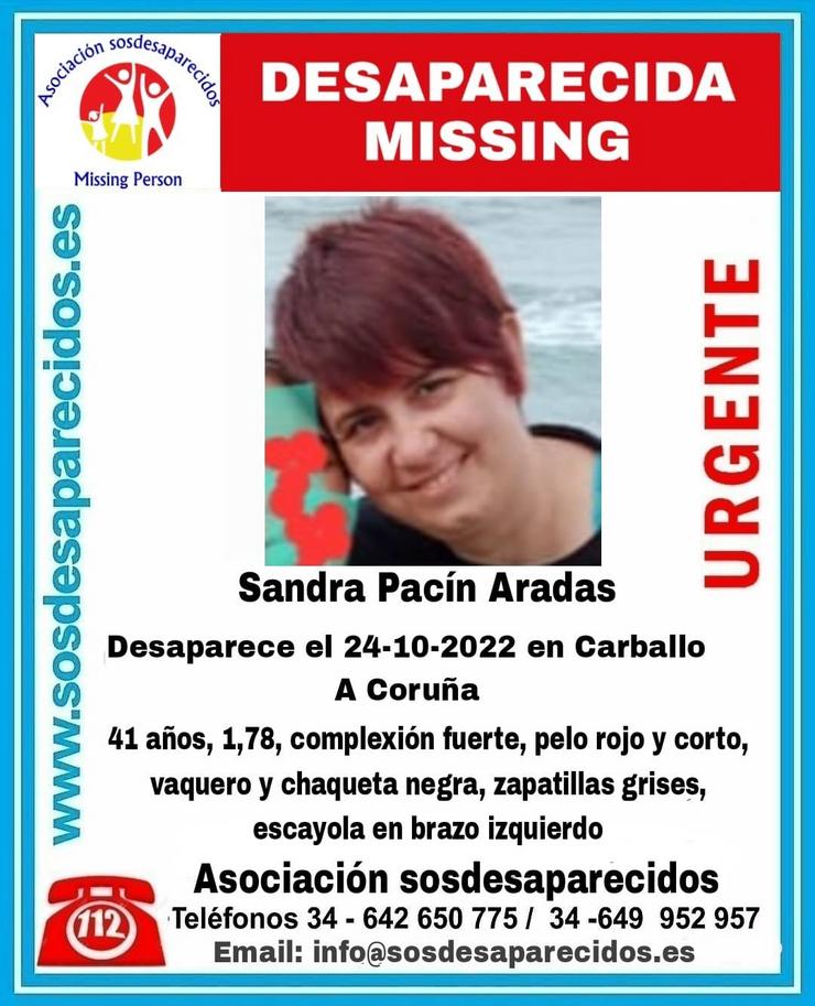 Buscan a unha muller de 41 anos desaparecida desde o luns 24 de outubro en Carballo (A Coruña). SOS DESPARECIDOS / Europa Press