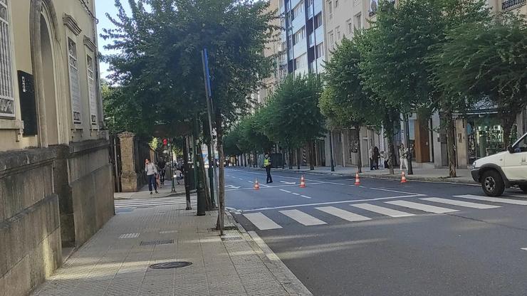 Rúa do Hórreo cortada por atropelo mortal en Santiago de Compostela 