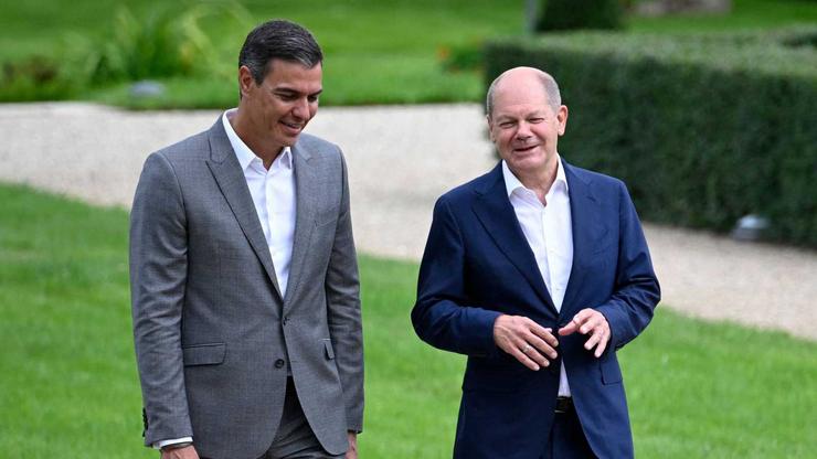 O presidente do Goberno español, Pedro Sánchez e o seu homólogo alemán, Olaf Schol / RTVE