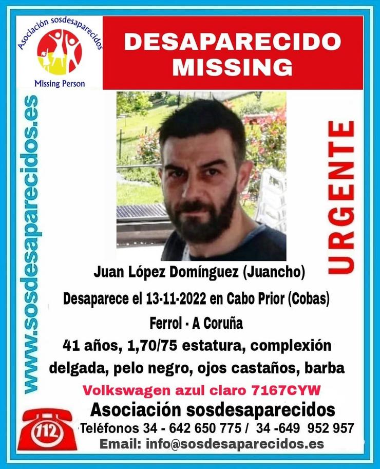 Alerta da desaparición do veciño de Narón / SOS DESAPARECIDOS / Europa Press
