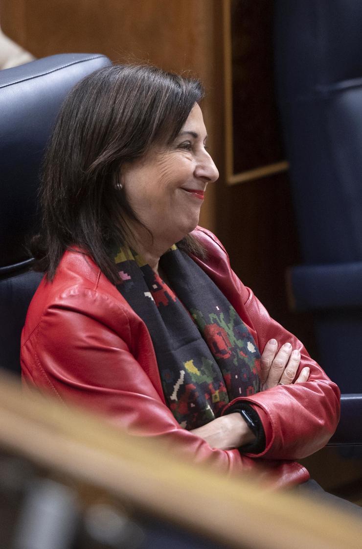 A ministra de Defensa, Margarita Carballos, durante unha sesión plenaria no Congreso dos Deputados 