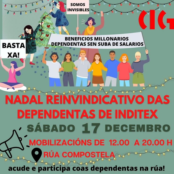 Cartel da mobilización do sábado 17 de decembro. CIG / Europa Press