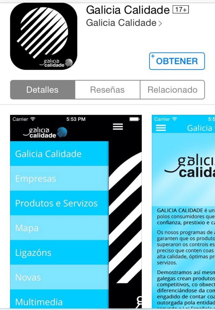 Arquivo - Imaxe da aplicación Galicia Calidade lista para descargarse.. APLICACIÓN GALICIA CALIDADE - Arquivo / Europa Press