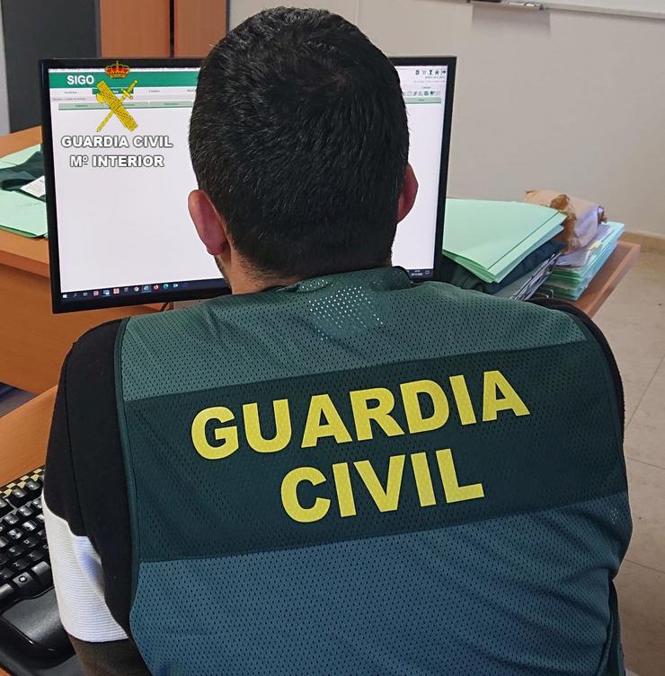 Garda Civil mira a pantalla dun computador.. GARDA CIVIL