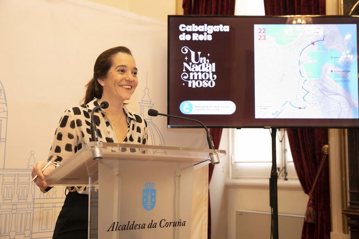 A alcaldesa da Coruña, Inés Rei, en rolda de prensa. ANDY PÉREZ / Europa Press
