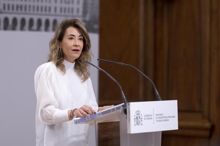 A ministra de Transportes, Mobilidade e Axenda Urbana, Raquel Sánchez, intervén na toma de posesión de altos cargos do Ministerio de Transportes, Mobilidade e Axenda Urbana, a 14 de xaneiro de 2022, en Madrid (España). Con estes nomeamentos, Raquel S. Alberto Ortega - Europa Press 